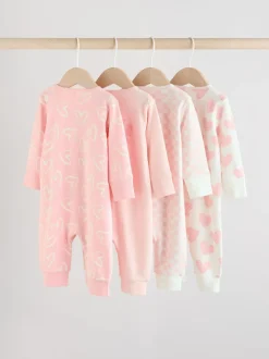 Roze - Verpakking van 4 Baby pyjama's met tweewegrits en Print (0mnd -3jr)