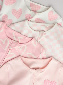Roze - Verpakking van 4 Baby pyjama's met tweewegrits en Print (0mnd -3jr)