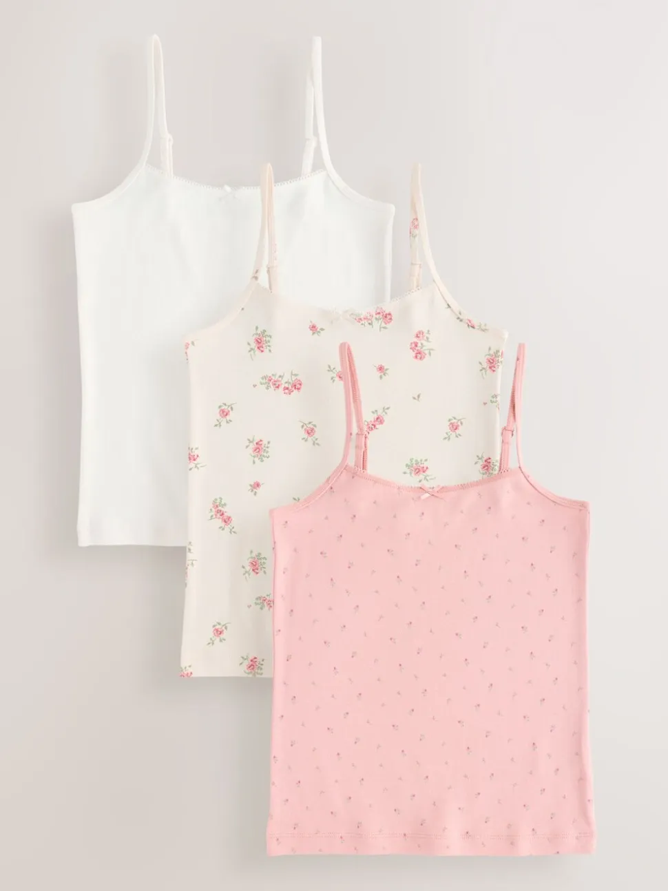 Roze - Verpakking van 3 cami topjes met bandjes en print (1,5 - 16 jr)