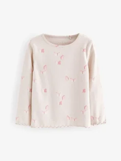 Roze - Verpakking van 5 geribbelde tops met lange mouwen (3mnd -7jaar)