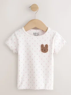 Roze - Verpakking van 5 geribbelde tops met korte mouwen (3mnd -7jaar)