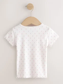 Roze - Verpakking van 5 geribbelde tops met korte mouwen (3mnd -7jaar)