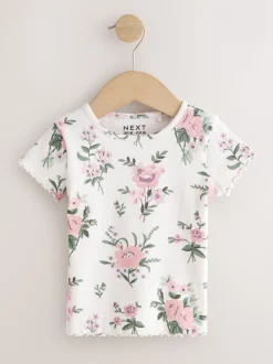 Roze - Verpakking van 5 geribbelde tops met korte mouwen (3mnd -7jaar)