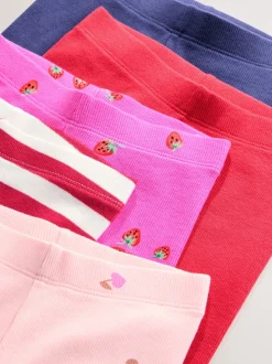 Roze - Verpakking van 5 geribbelde Leggings (3mnd -7jr)