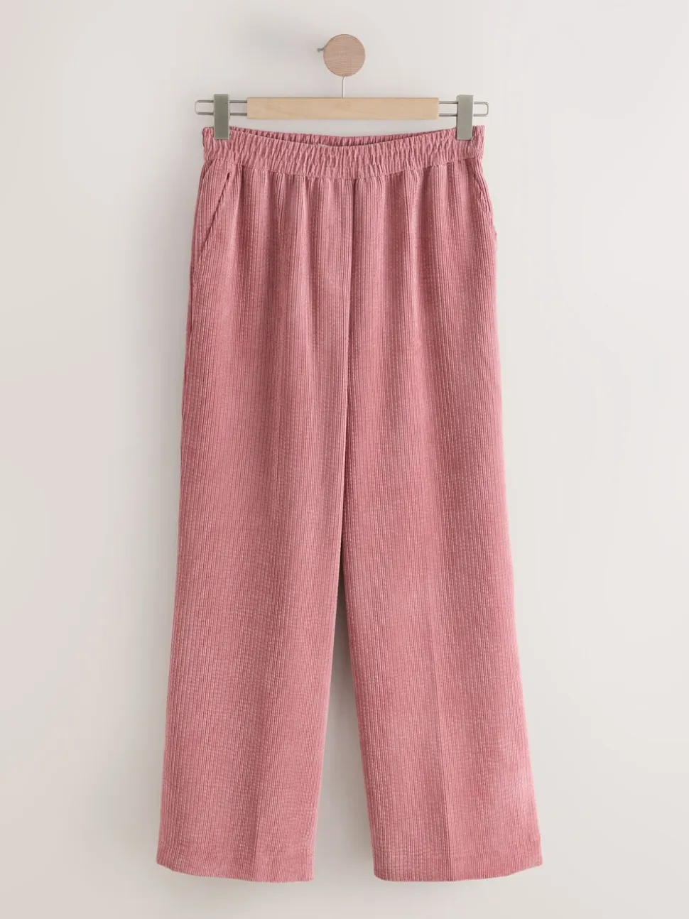 Roze - Wijde pijpen zachte corduroy broeken