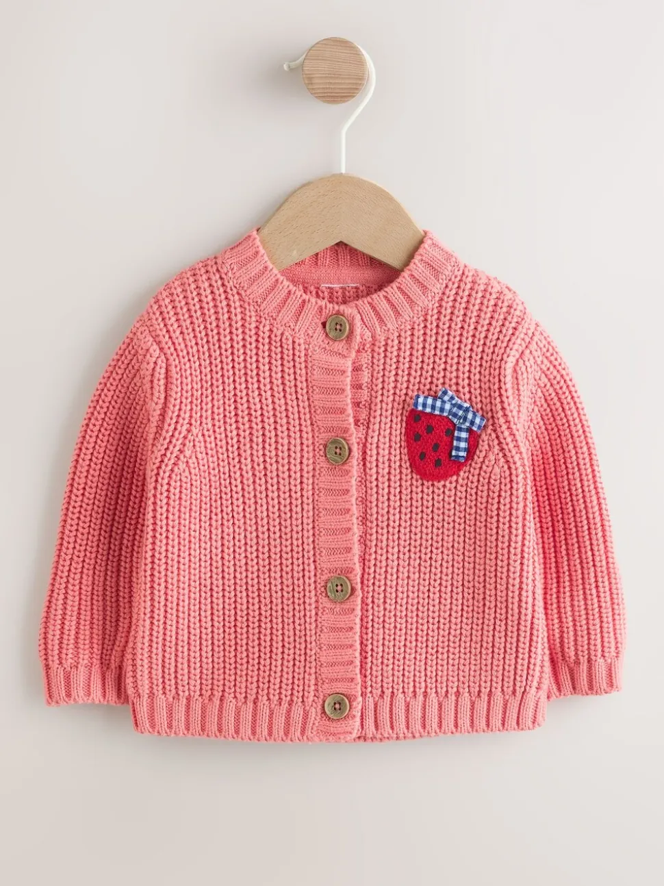 Roze aardbei - Baby Embroidered Back Cardigan (0mths-2yrs)