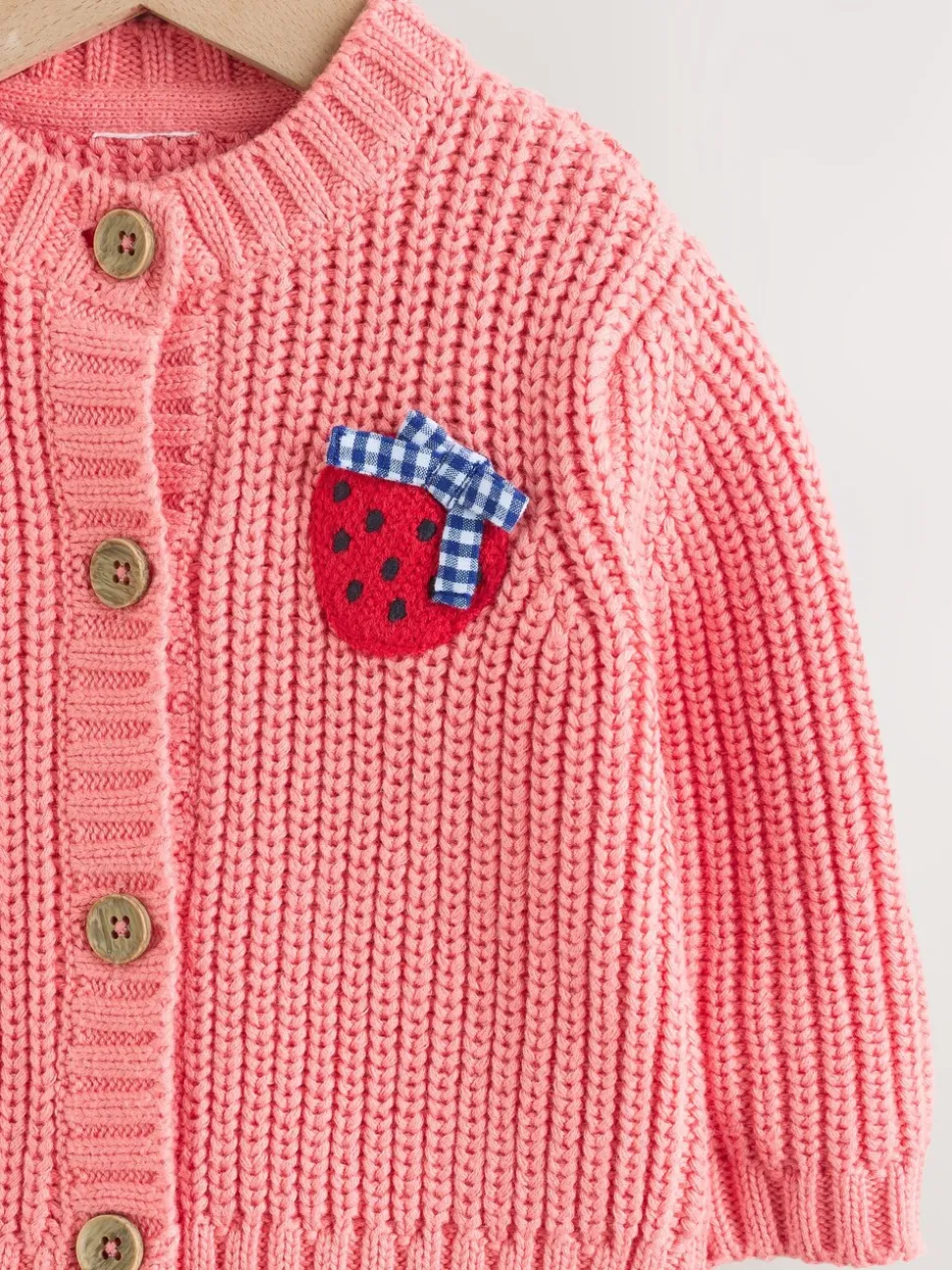 Roze aardbei - Baby Embroidered Back Cardigan (0mths-2yrs)