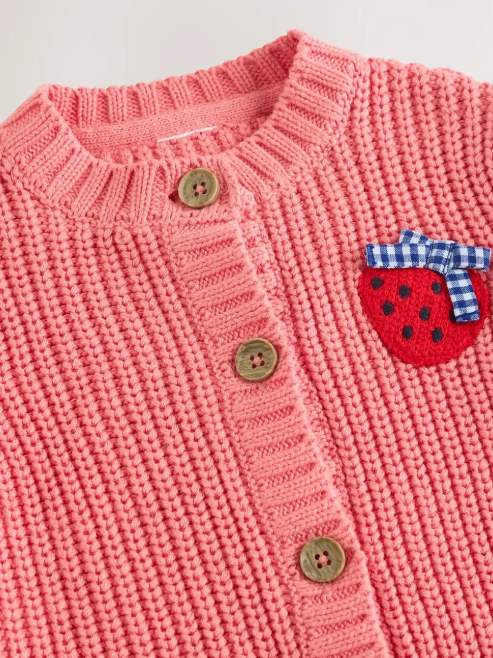 Roze aardbei - Baby Embroidered Back Cardigan (0mths-2yrs)