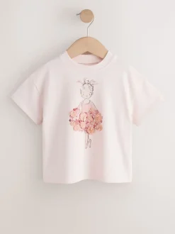 Roze ballerina - T-shirt met korte mouwen (3 mnd-7 jr)