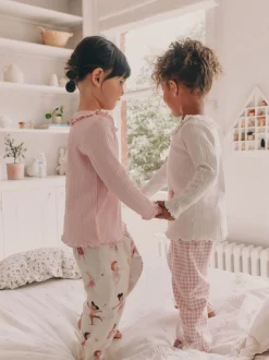 Roze Ballerina Print - Verpakking van 2 pyjama's met geweven broek (9 mnd - 10 jr)