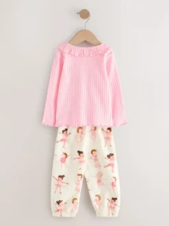 Roze Ballerina Print - Verpakking van 2 pyjama's met geweven broek (9 mnd - 10 jr)