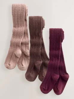 Roze bessenrood en chocoladebruin - Verpakking van 3 kabelmaillots met hoog katoengehalte
