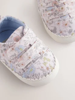 Roze bloemen - Babyschoentjes met klittenbandsluiting (0 - 24 mnd)