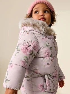 Roze bloemen - Regenbestendig sneeuwpak met imitatiebont (3mnd-7jr)