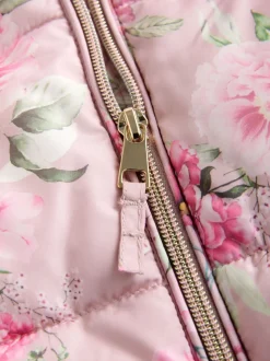 Roze bloemen - Regenbestendig sneeuwpak met imitatiebont (3mnd-7jr)