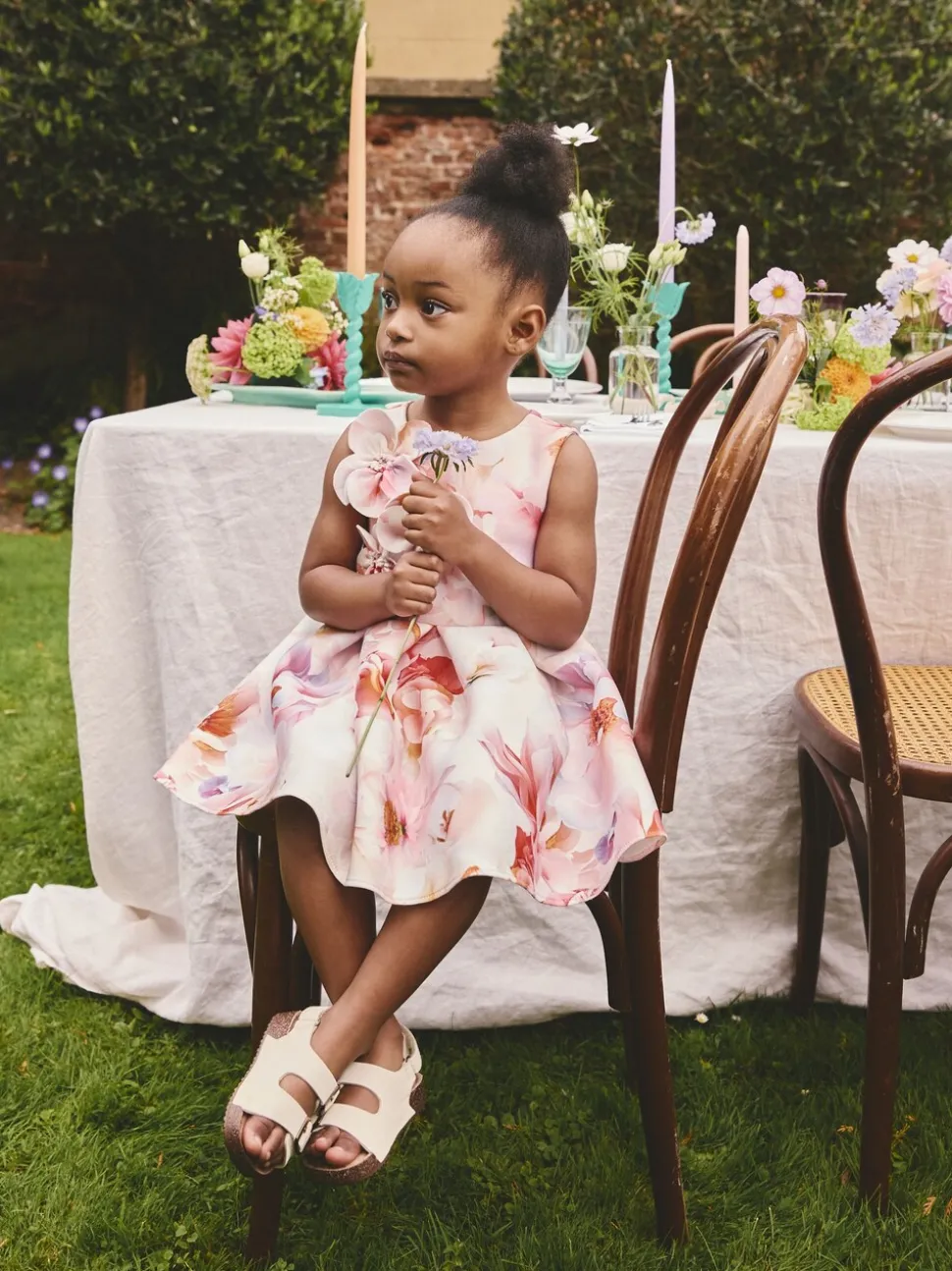 Roze bloemen - Scuba Occasion Dress (3mths-7yrs)