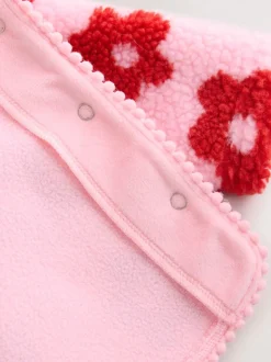 Roze bloemenprint over het geheel - Borg babyjack met capuchon (0mnd-2jr)