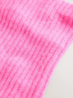 Roze bloemetjes - Chunky ribgebreide colsjaal (1-16jr)