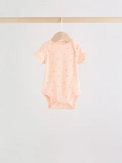 Roze bloemetjes - Set van 5 babyrompertjes met korte mouwen