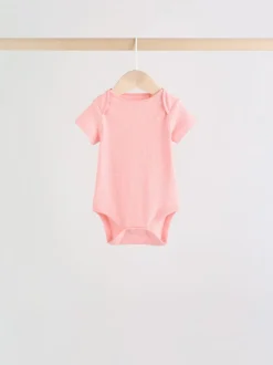 Roze bloemetjes - Set van 5 babyrompertjes met korte mouwen