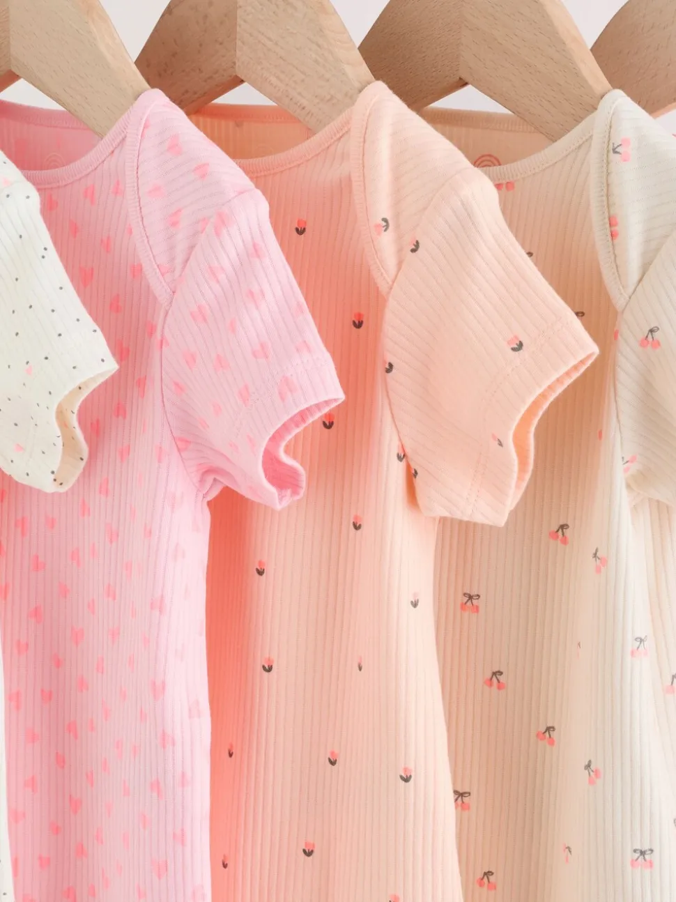 Roze bloemetjes - Set van 5 babyrompertjes met korte mouwen