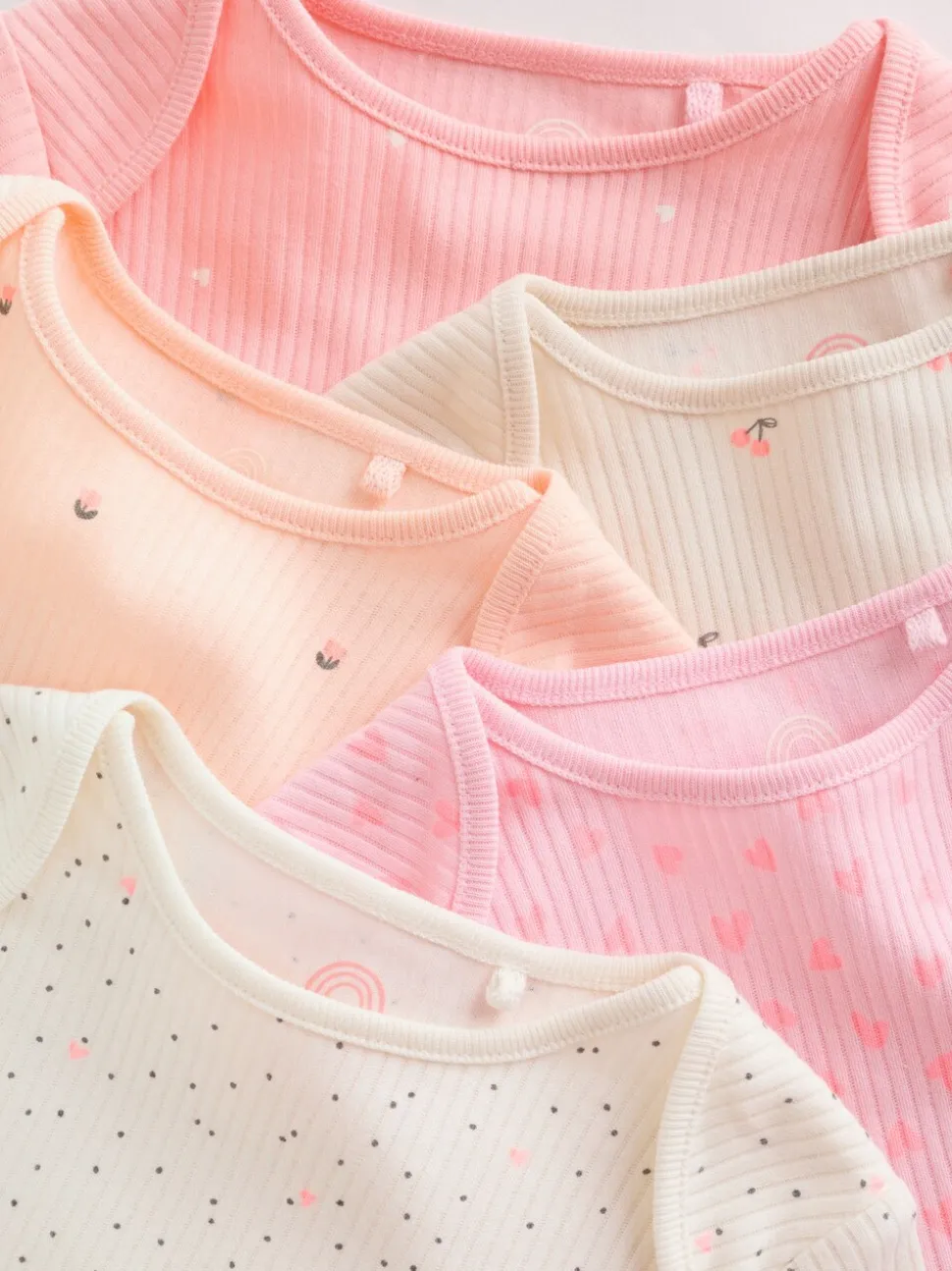 Roze bloemetjes - Set van 5 babyrompertjes met korte mouwen