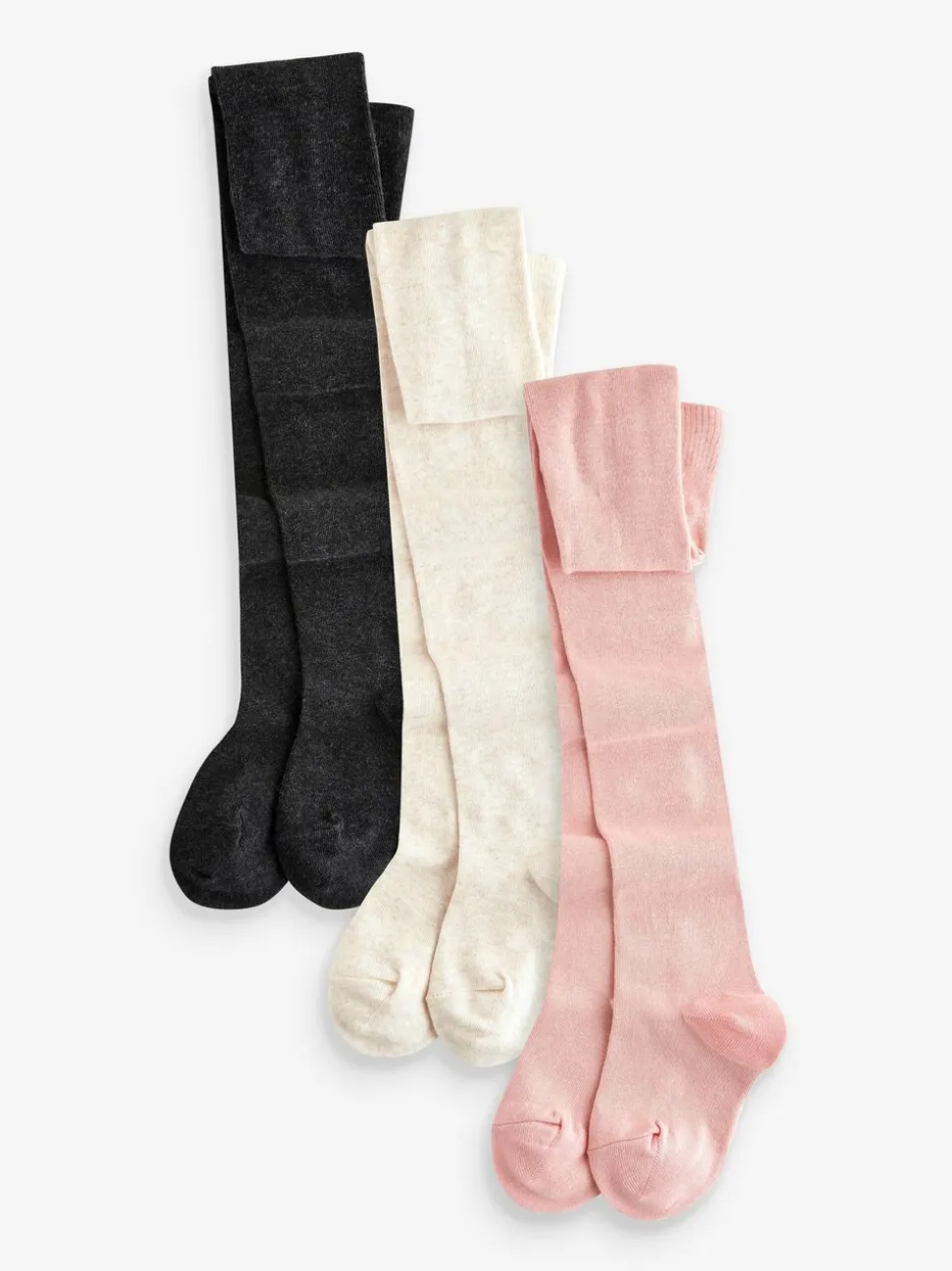 Roze crème en donkergrijs - Set van 3 katoenrijke tights