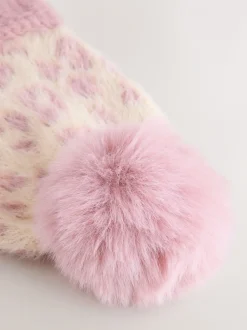 Roze dierenprint - Set van muts, handschoenen en sjaal (3-16jr)