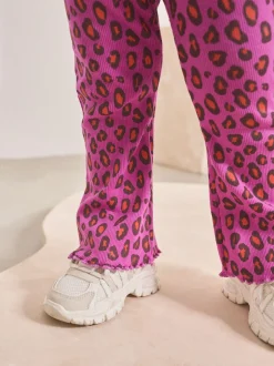 Roze dierenprint met hartjes - Set van sweatshirt en uitlopende legging (3mnd -7jr)