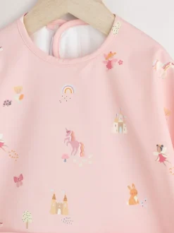 Roze eenhoornfeeën - Slabbetje met mouwen voor spenen en voeden