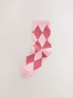 Roze en rood - 3 paar katoenrijke enkelsokken