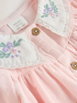 Roze feeënmuis - Baby geweven jurk met kraag en maillot (0mnd-2jr)