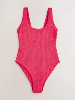 Roze gekreukt - Wide Strap Tummy Control Scoop Swimsuit