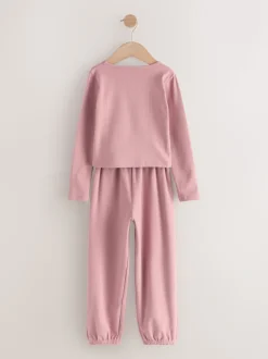 Roze geribbeld - Behaaglijke joggingpyjama (3-16jr)