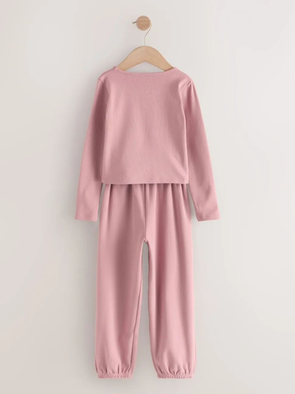 Roze geribbeld - Behaaglijke joggingpyjama (3-16jr)