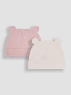 Roze geribbeld - JoJo Maman Bébé - 2 Babymutsen
