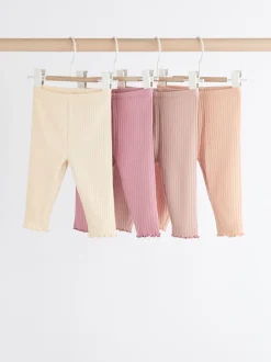 Roze geribbeld - Verpakking van 4 babyleggings (0 mnd -2 jr)