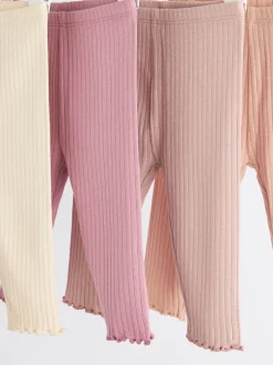 Roze geribbeld - Verpakking van 4 babyleggings (0 mnd -2 jr)