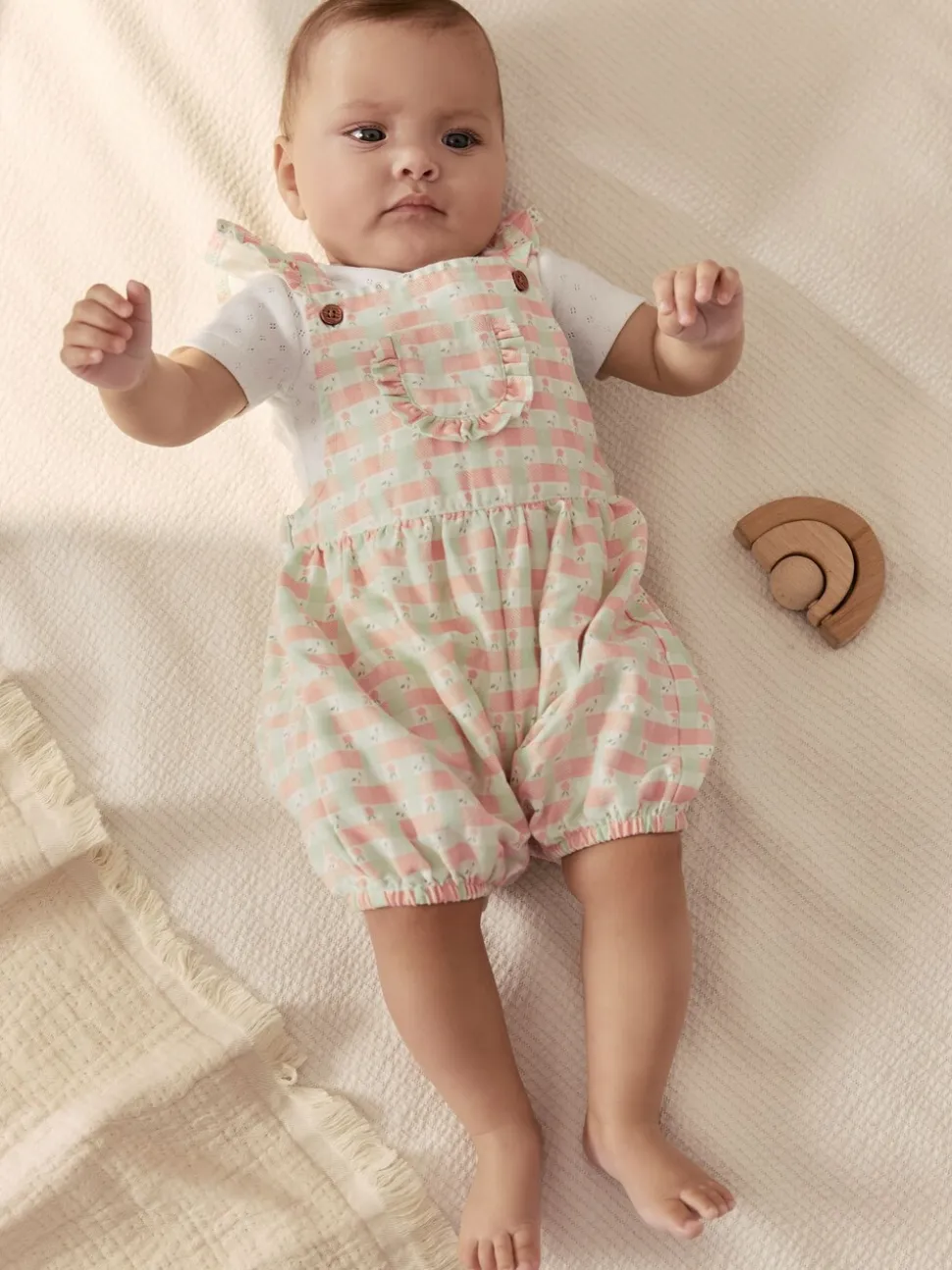 Roze geruit - Baby Dungarees and Bodysuits Set 2 Piece (0mths-2yrs)