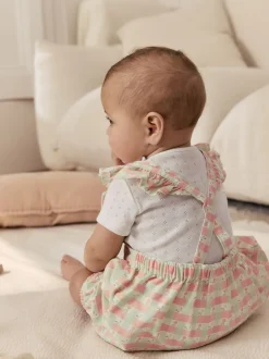 Roze geruit - Baby Dungarees and Bodysuits Set 2 Piece (0mths-2yrs)