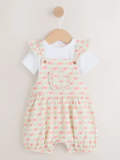 Roze geruit - Baby Dungarees and Bodysuits Set 2 Piece (0mths-2yrs)