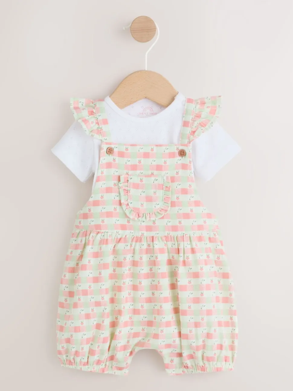 Roze geruit - Baby Dungarees and Bodysuits Set 2 Piece (0mths-2yrs)
