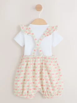 Roze geruit - Baby Dungarees and Bodysuits Set 2 Piece (0mths-2yrs)