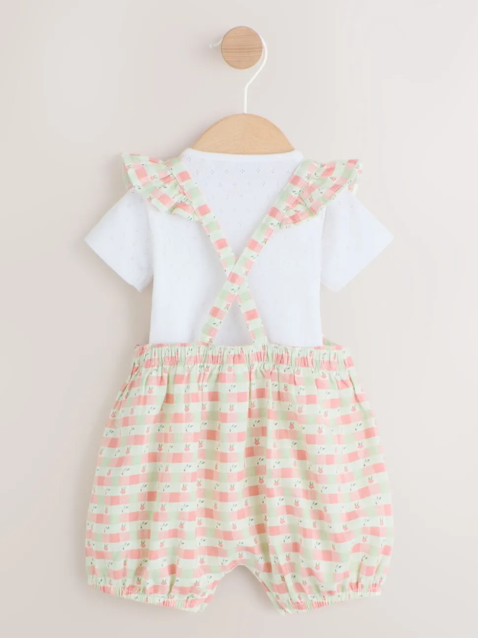 Roze geruit - Baby Dungarees and Bodysuits Set 2 Piece (0mths-2yrs)