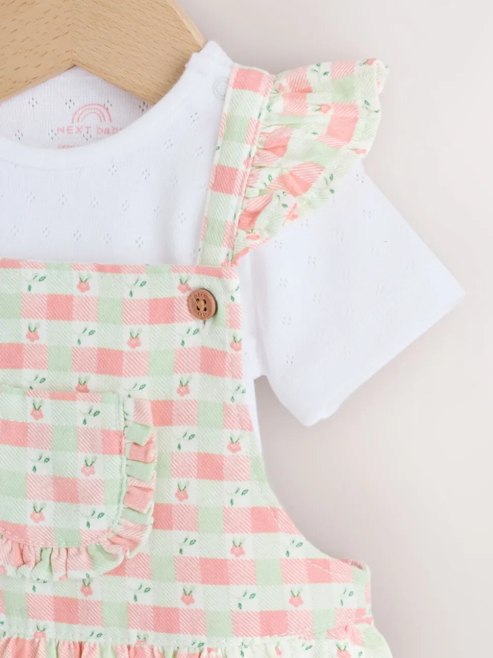 Roze geruit - Baby Dungarees and Bodysuits Set 2 Piece (0mths-2yrs)