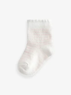 Roze gestreept met hart - Verpakking van 5 paar babysokken (0 mnd-2 jr)