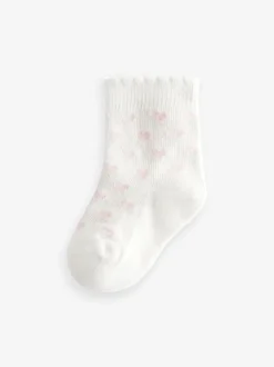 Roze gestreept met hart - Verpakking van 5 paar babysokken (0 mnd-2 jr)