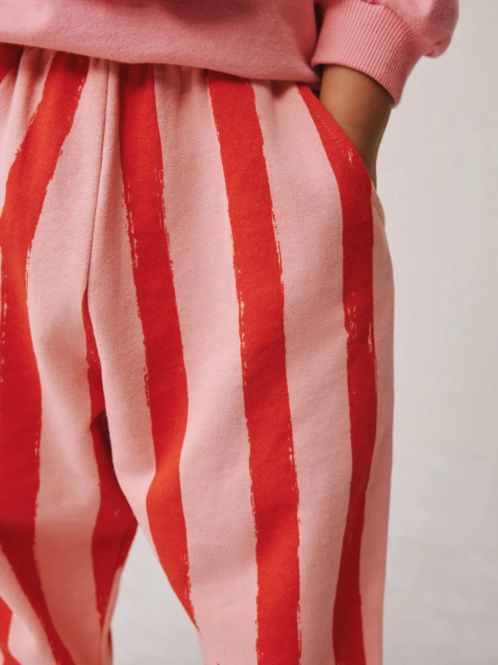 Roze gewatteerde kers - Set met top met lange mouwen en broek met wijde pijpen (3mnd-7jr)