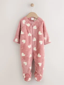 Roze hartenprint - Fleece babypyjama