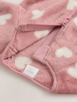 Roze hartenprint - Fleece babypyjama